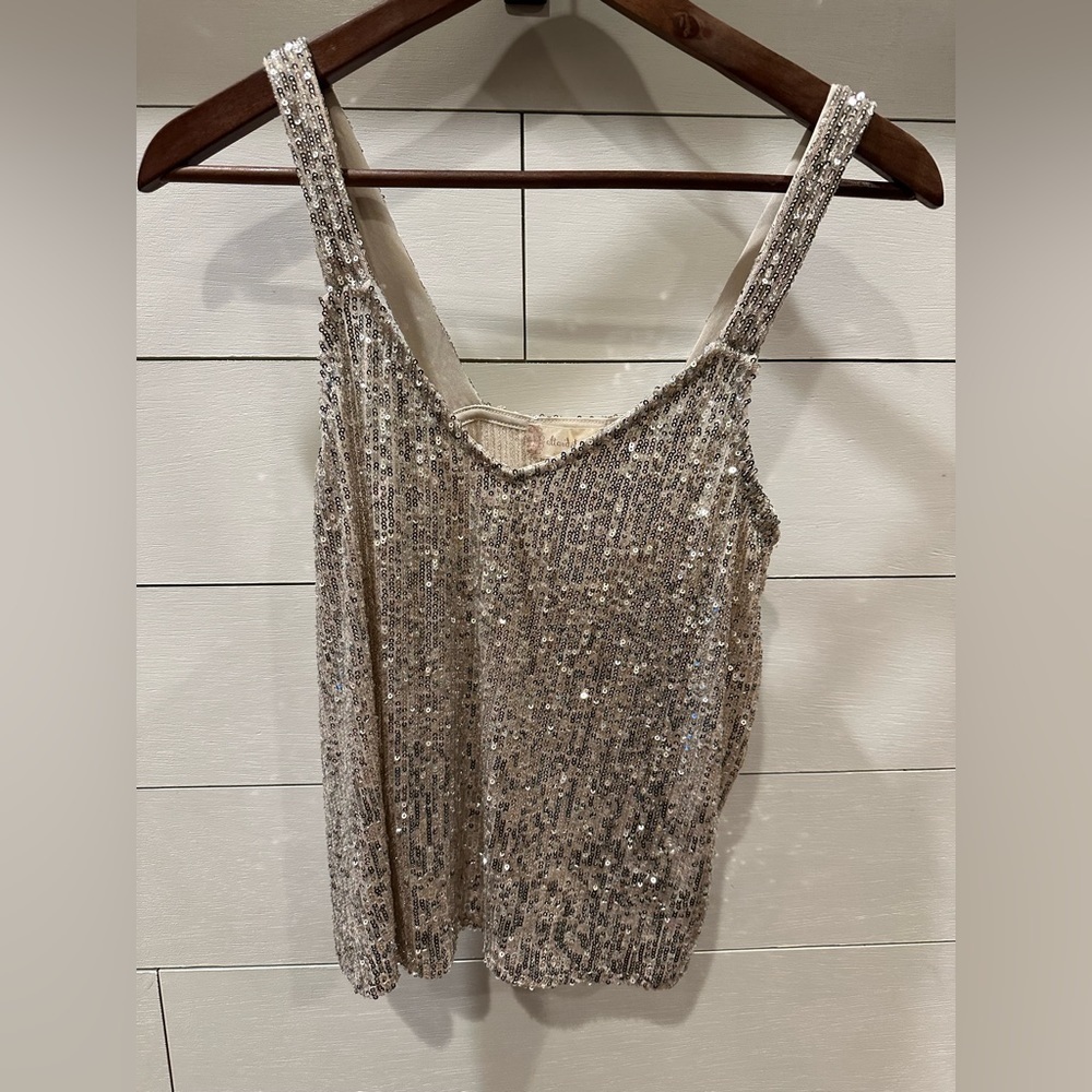 Alter’d State Gold Sequins Crop Top- Womens XS